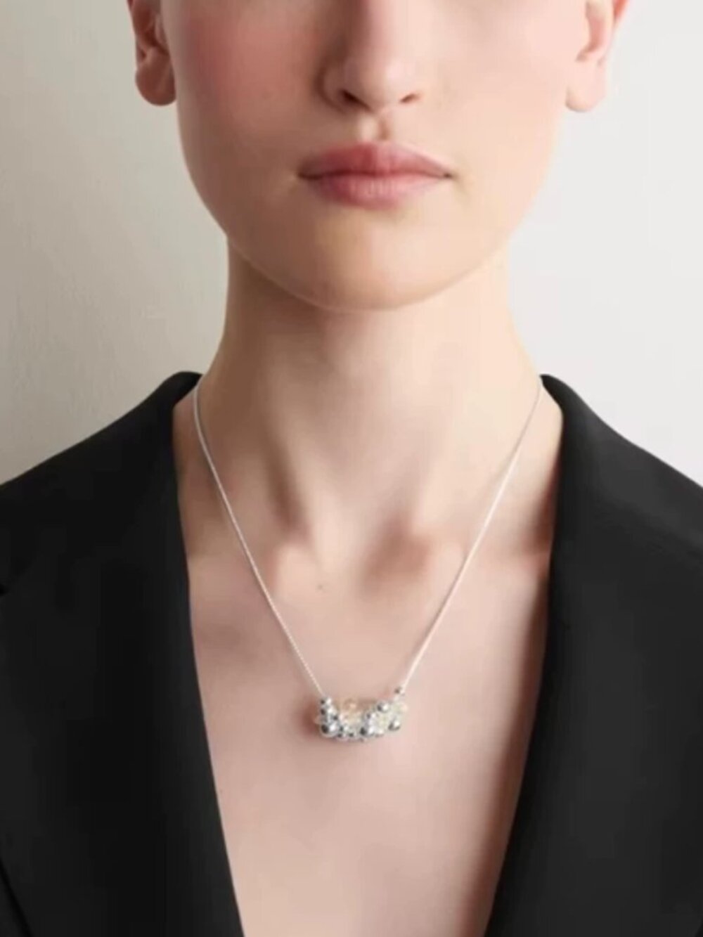 NWT COS Clustered Beaded Necklace Silver